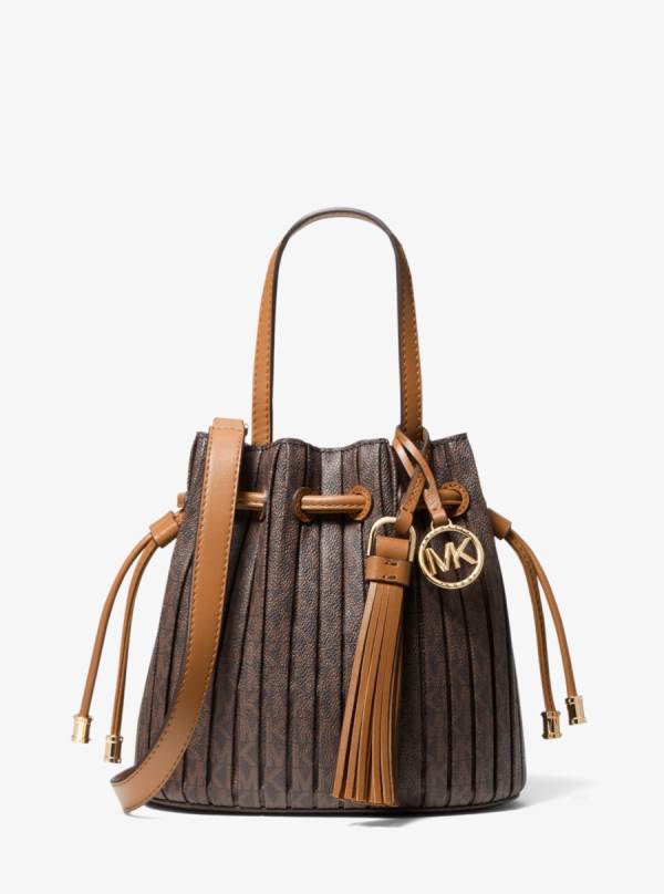 Damske Prenosná Taška Michael Kors Willa Extra-Small Pleated Logo Čokoláda Žlté - Kabelky Michael Kors Slevy | BWSIJ-2379